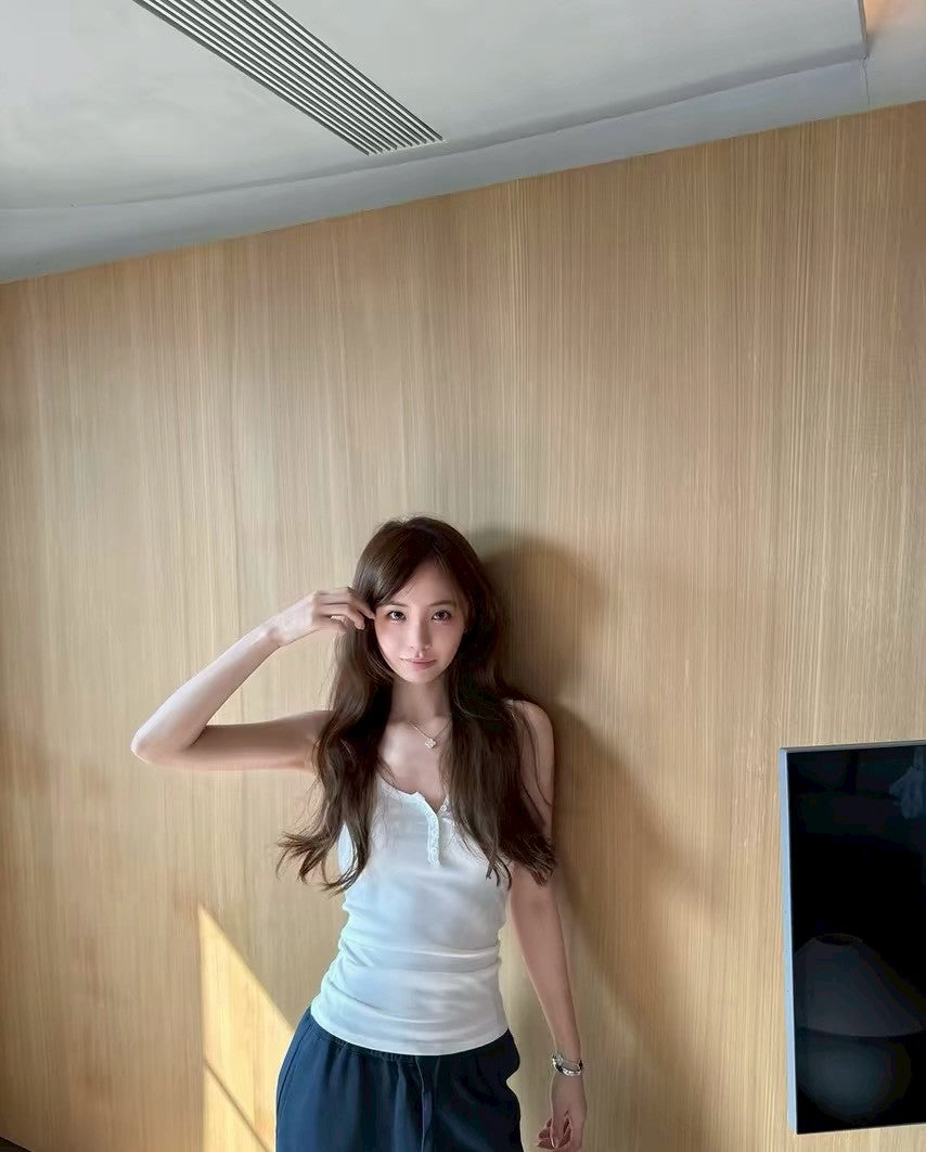 26Jul. 美式休閒鈕扣U領彈力背心 3色
