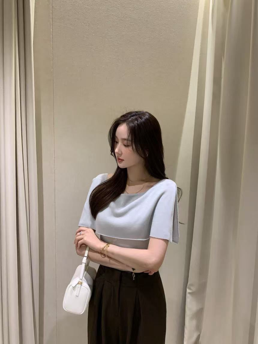26Jun. 韓chic 特殊雙翻領春夏短上衣 淺藍/黑