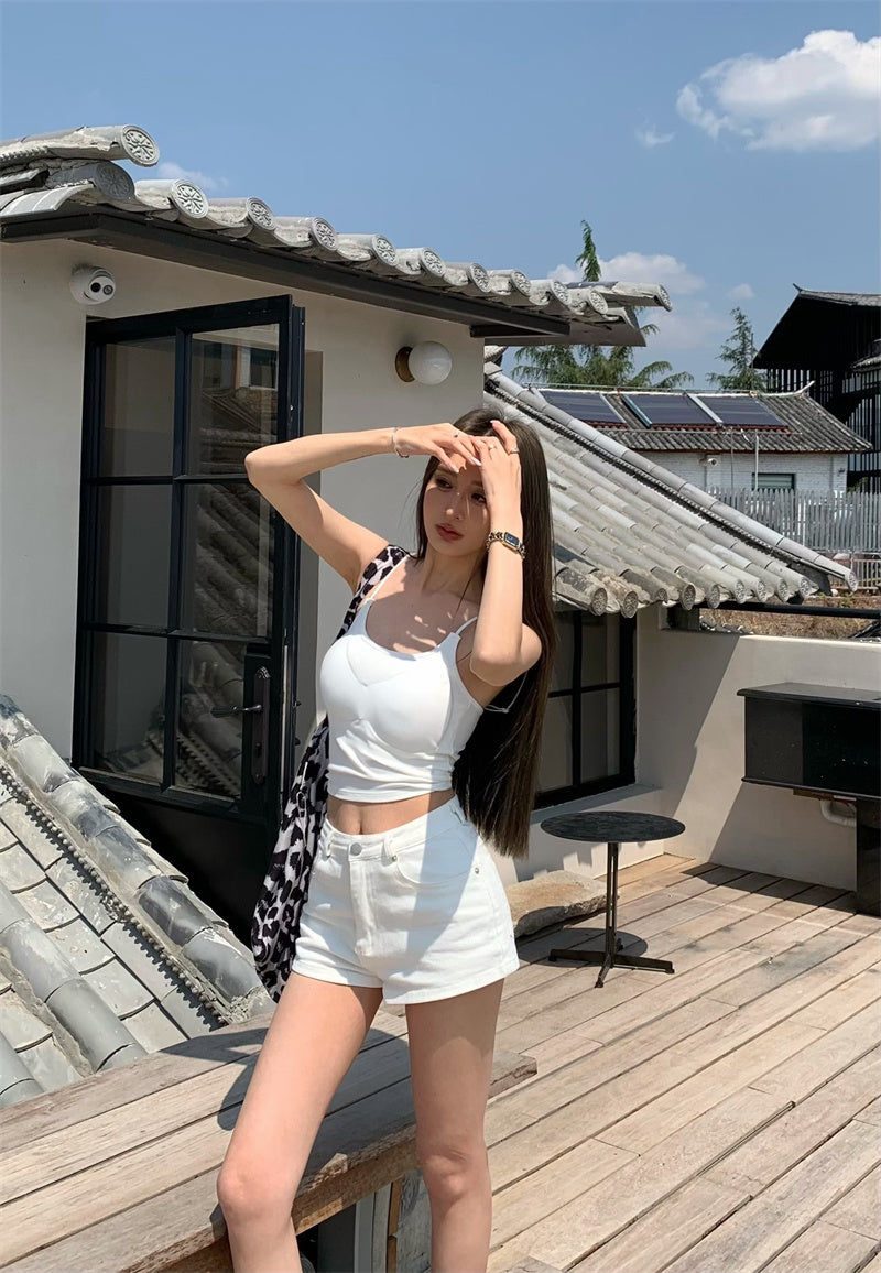 26Jun. 休閒百搭高腰修身短褲 白