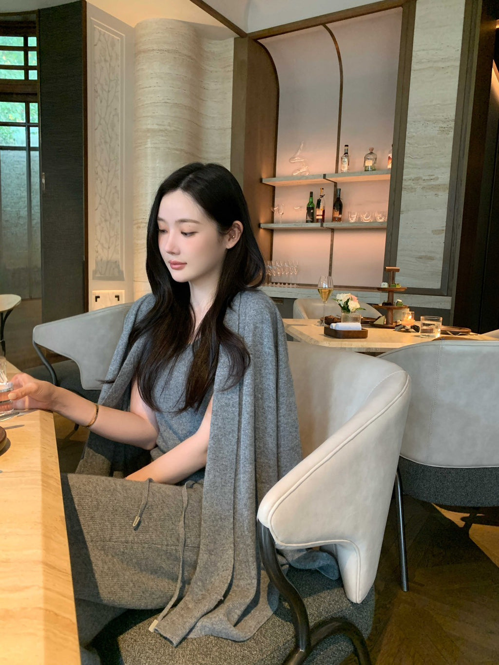 26Jun. 柔暖fufu慵懶針織三件套 燕麥/灰
