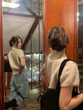 26Jun. 韓女鬆弛感高領泡泡針織上衣 杏/灰