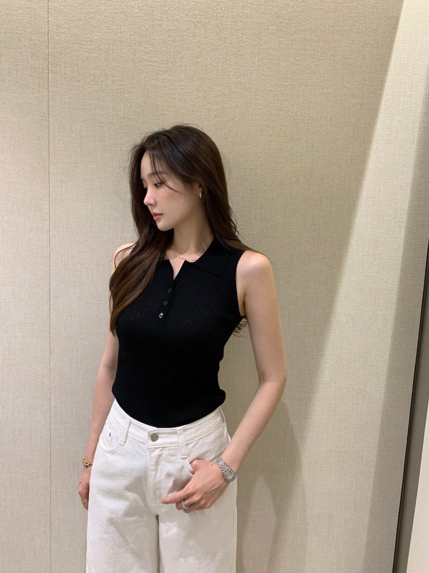 26Jun. 新款休閒鈕扣針織背心 黑