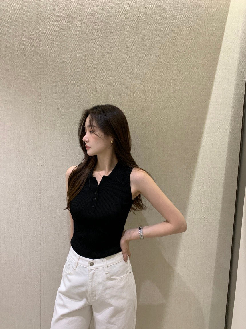 26Jun. 新款休閒鈕扣針織背心 黑