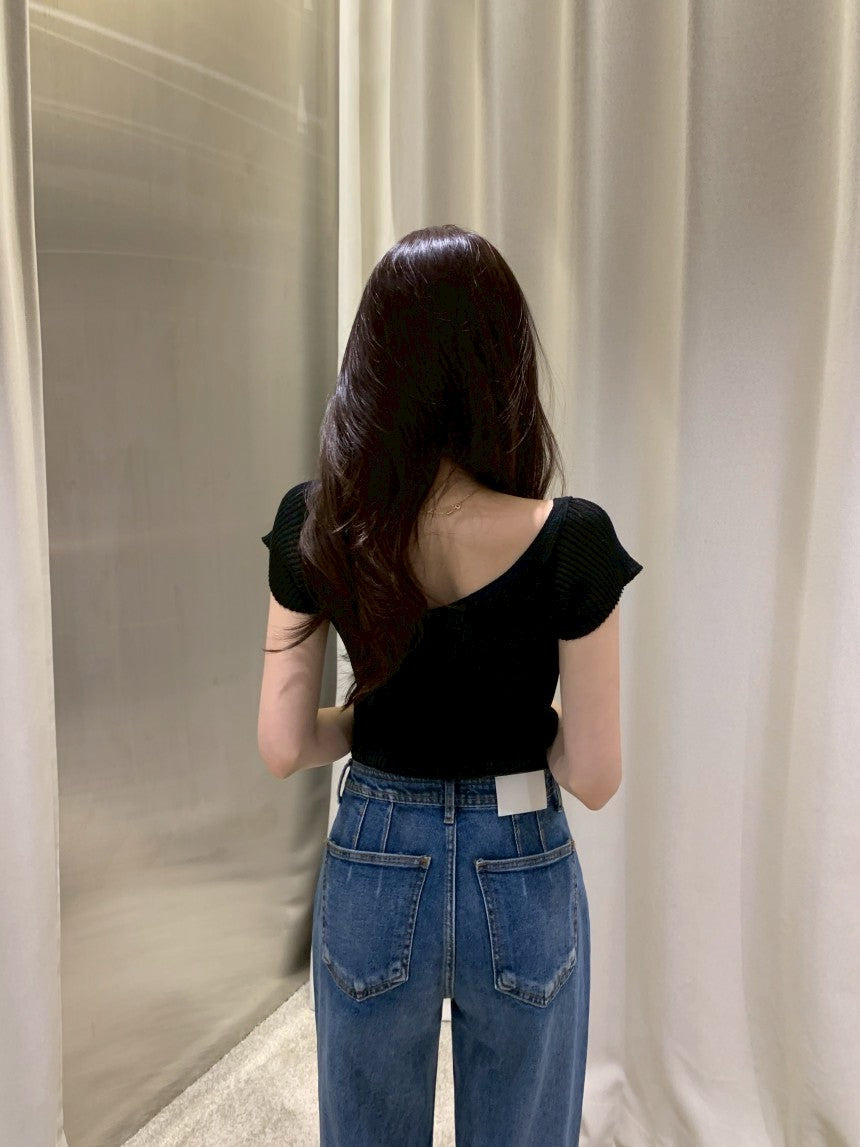 26Jun. 瘦瘦針紙衫 V領兩穿美背小綁帶設計上衣 黑