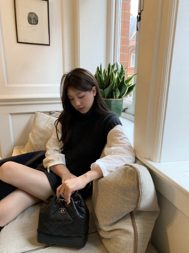 26Jun. 韓女氣質高領短袖毛衣 卡棕/炭黑