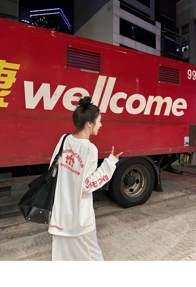 26Jun. 私藏’KE羅心‘慵懶寬鬆撞色長袖上衣 白