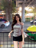 26Jun. 斬女瘦瘦斜肩純色上衣 灰