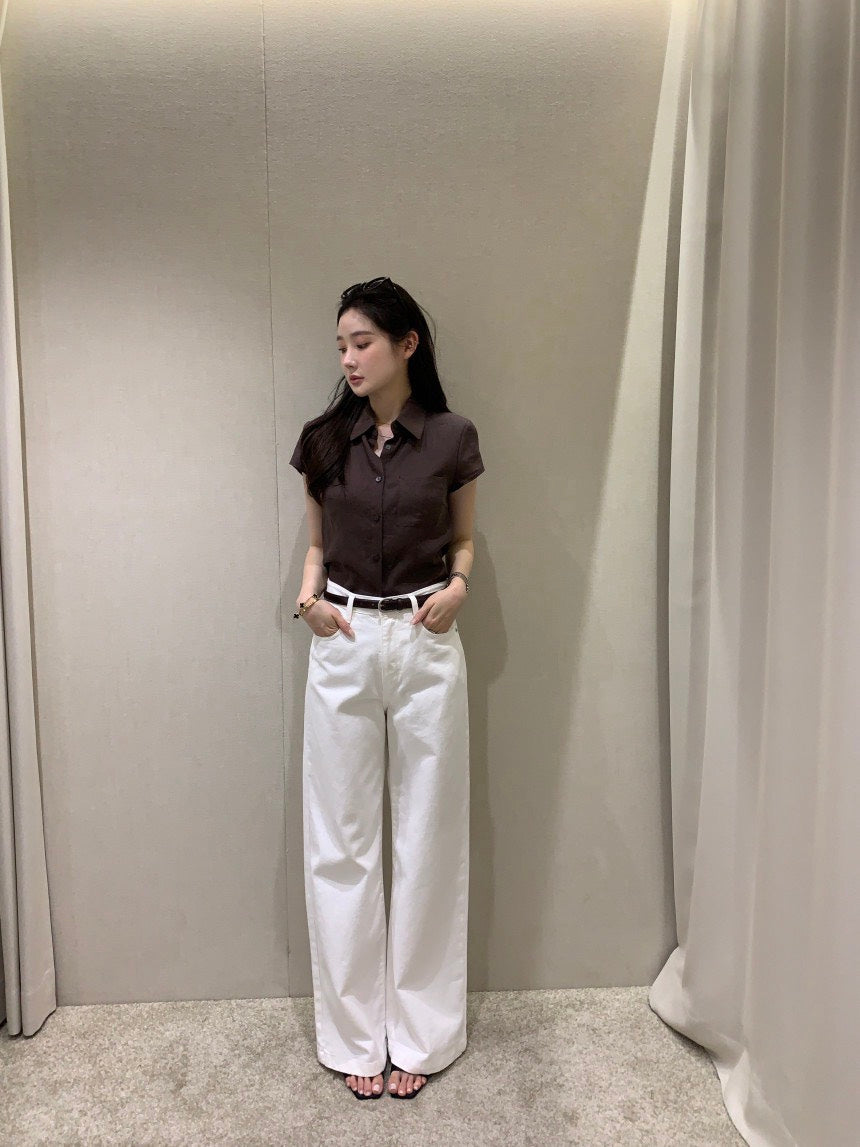 26Jun. 摩德納口袋簡約西式襯衫 白/咖