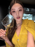 26Jun. 早春甜心 Jennie香香同款招財黃針織背心開衫兩件組 黃
