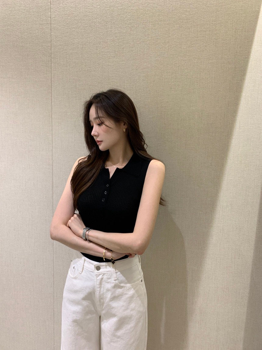 26Jun. 新款休閒鈕扣針織背心 黑