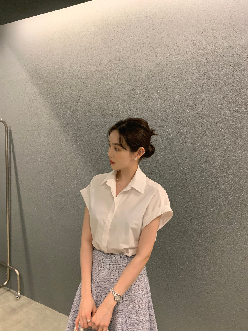 26Jun. 簡約摺袖襯衫 白