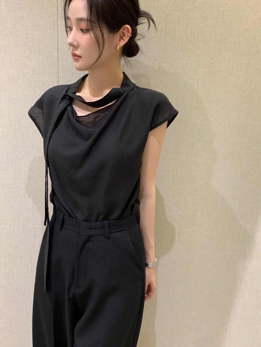 26Jun. 知性優雅飄帶小袖上衣 黑