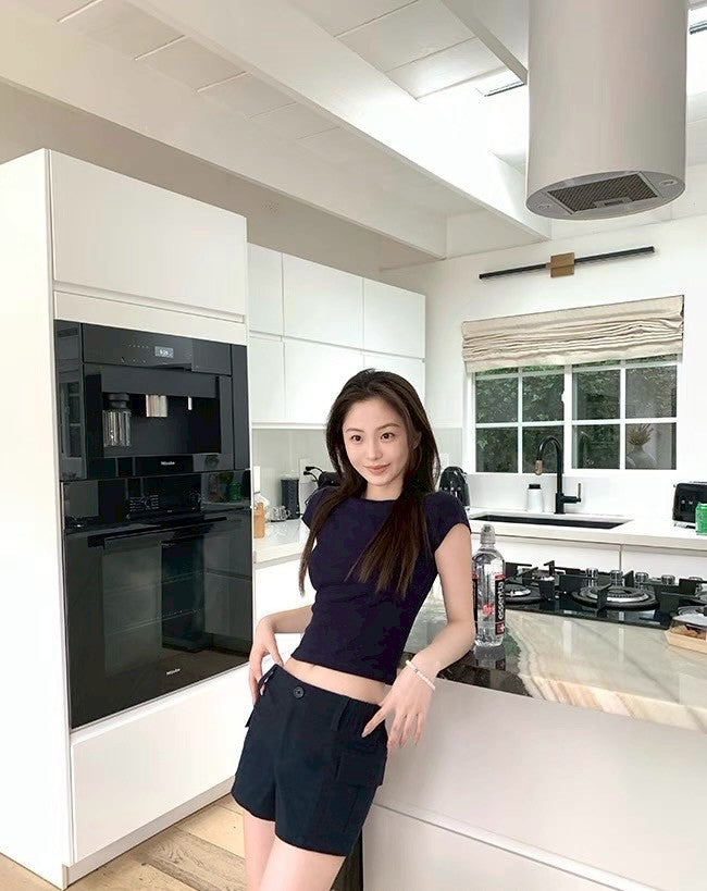 26Jun. 美式百搭 經典正肩修身圓領純色上衣 紫/深藍