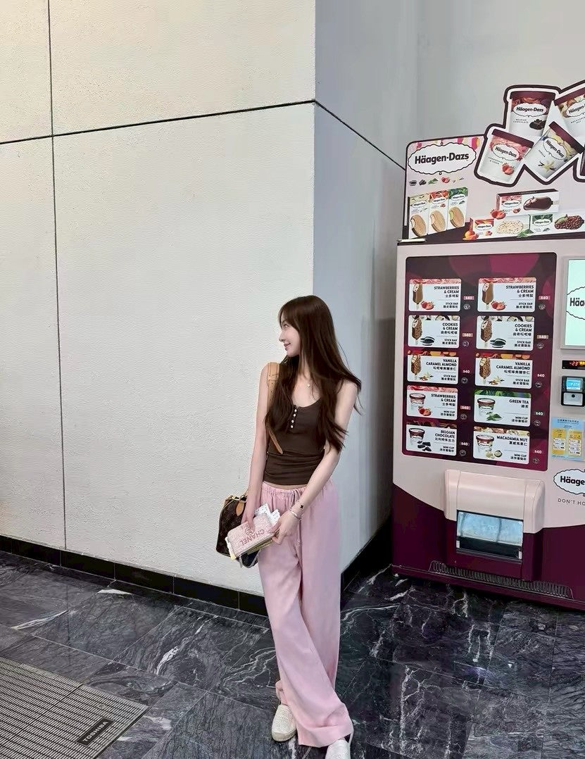 26Jul. 美式休閒鈕扣U領彈力背心 3色