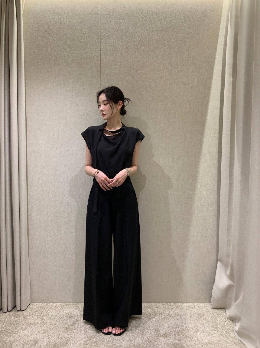 26Jun. 知性優雅飄帶小袖上衣 黑