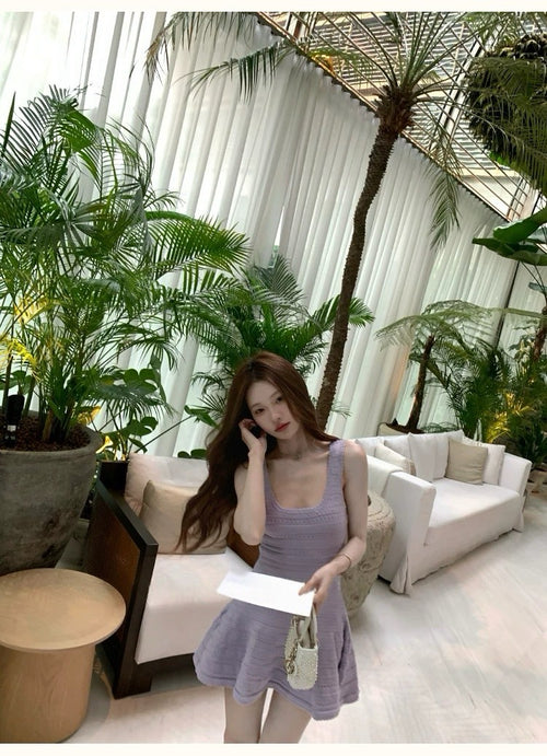 26Jun. 冷美女紫色薰衣草針織連身裙