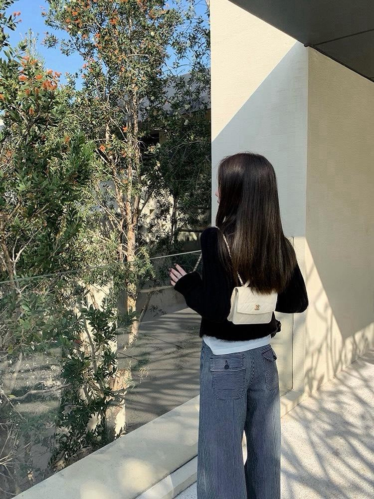26Sep. 美式街區 慵懶藍色條紋闊腿褲