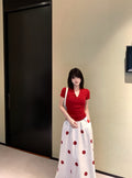 26Jun. Redshow 復古V領收腰上衣 波點半身裙