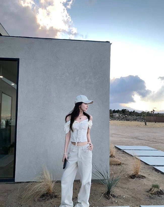 26Jun. 百搭簡約美式直筒修身工裝褲 水泥白