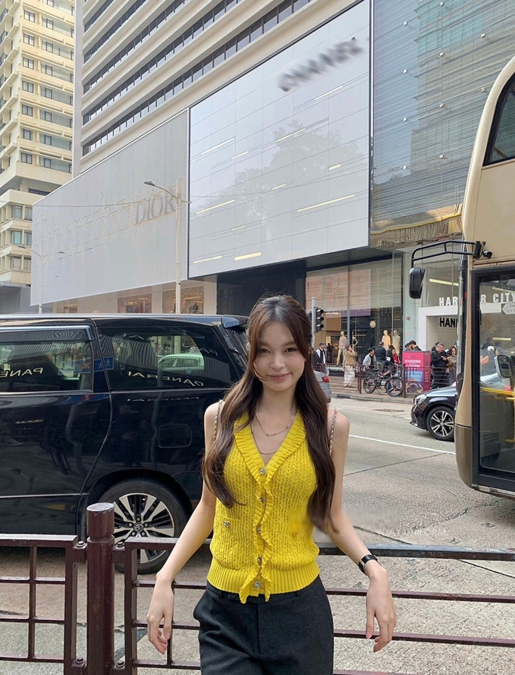 26Jun. 早春甜心 Jennie香香同款招財黃針織背心開衫兩件組 黃