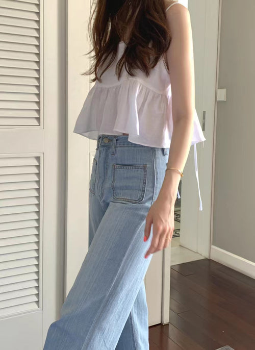 26Jun. 後背綁帶美胸短版背心 白/咖