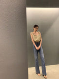 26Jun. 扭結設計肩v領背心 杏