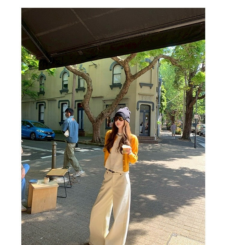 26Jun. 海灣花園 混紡羊毛百搭針織開衫 薑黃(偏橘🍊）