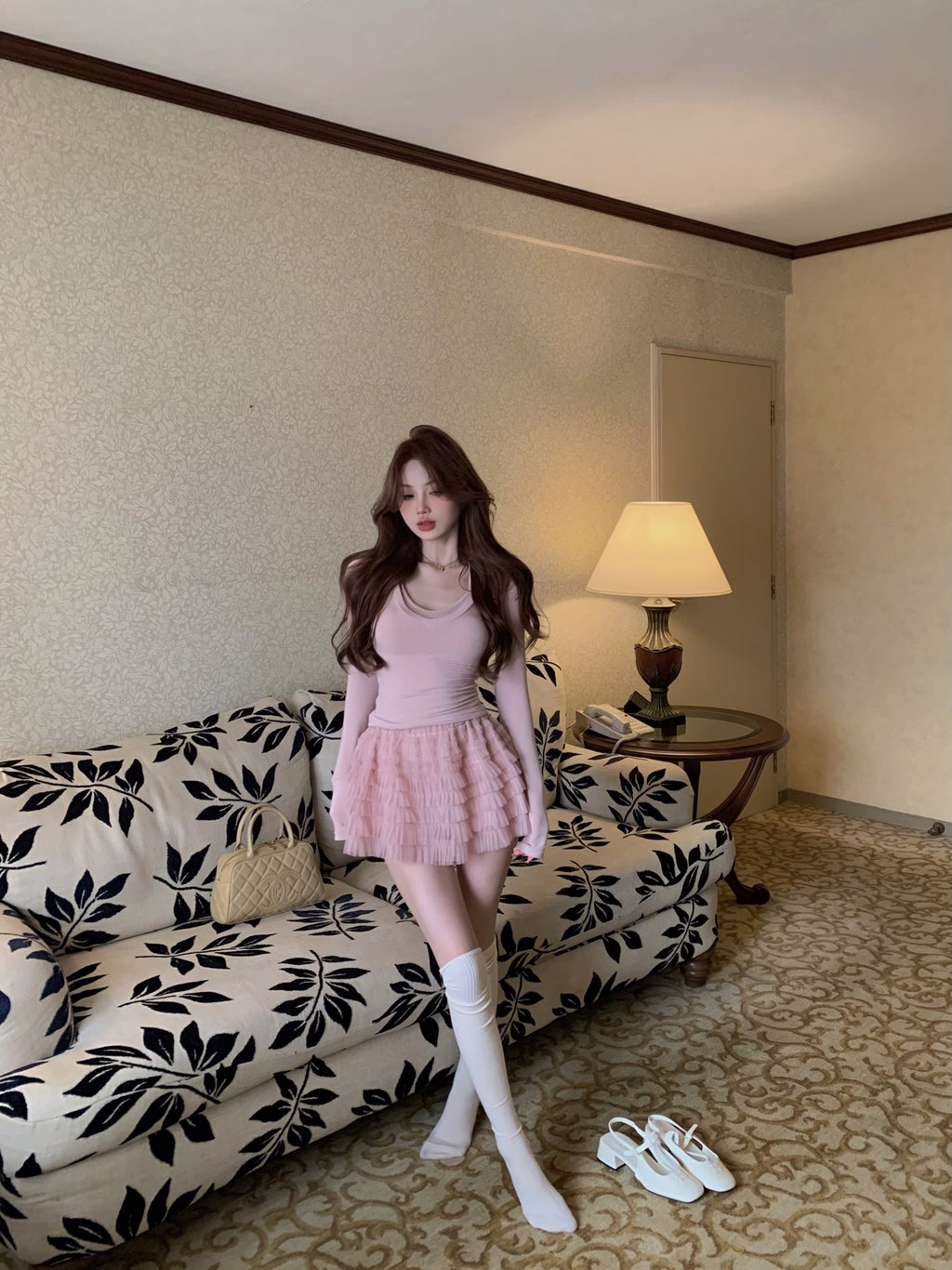 26Jun. 芭蕾少女 鎖骨掛脖假兩件式上衣 芭蕾蛋糕裙