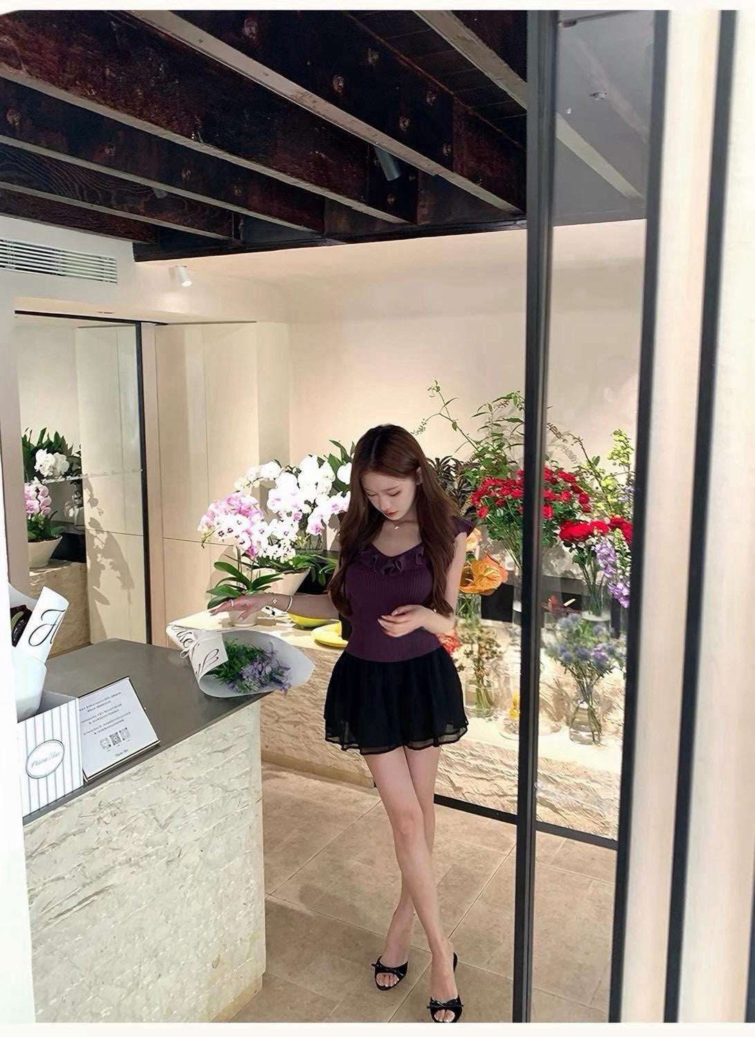 26Sep. 芭蕾zim顯白漿果系列荷葉針織上衣 紫/黃/綠