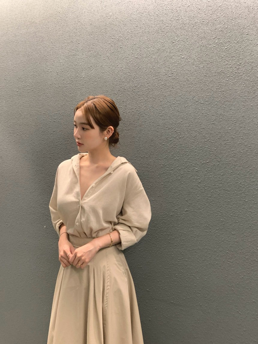 26Sep. 簡約通勤 卡其色大翻領襯衫