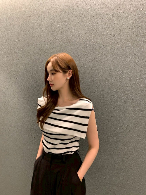 26Jun. 韓chic 特殊雙翻領春夏短上衣 淺卡其/條紋