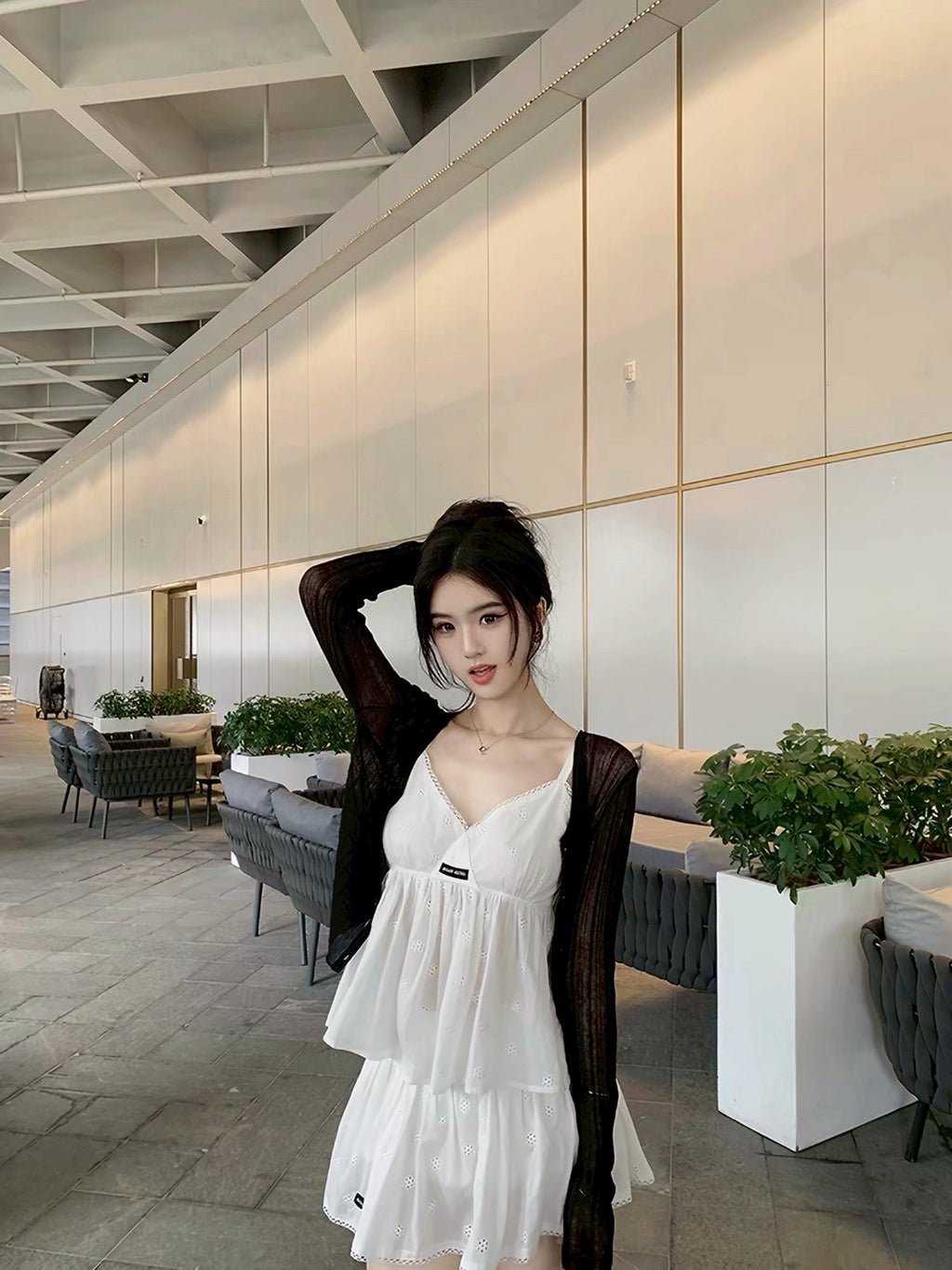 26Jul. 溫柔小白花韓女蕾絲背心半身裙 套裝