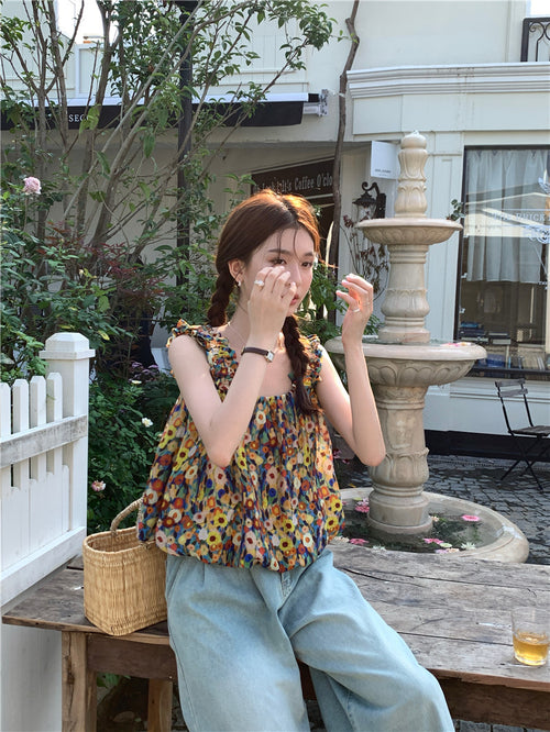 26Jun. 油畫小碎花無袖上衣