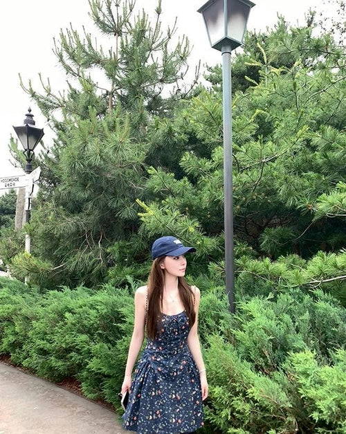 26Jun. 溫柔碎花裙 法式純棉小白花收腰連身裙 藍花
