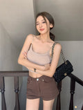 26Jun. 休閒百搭高腰修身短褲 咖