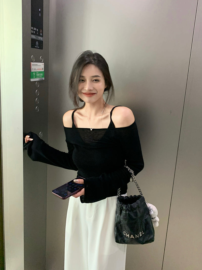 26Jun. 一字肩打底長袖針織 休閒褲 經典2色