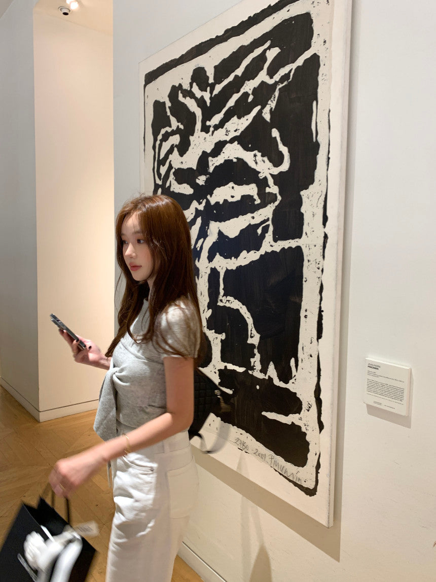 26Jun. 假兩件式蝴蝶結圓領上衣 花灰