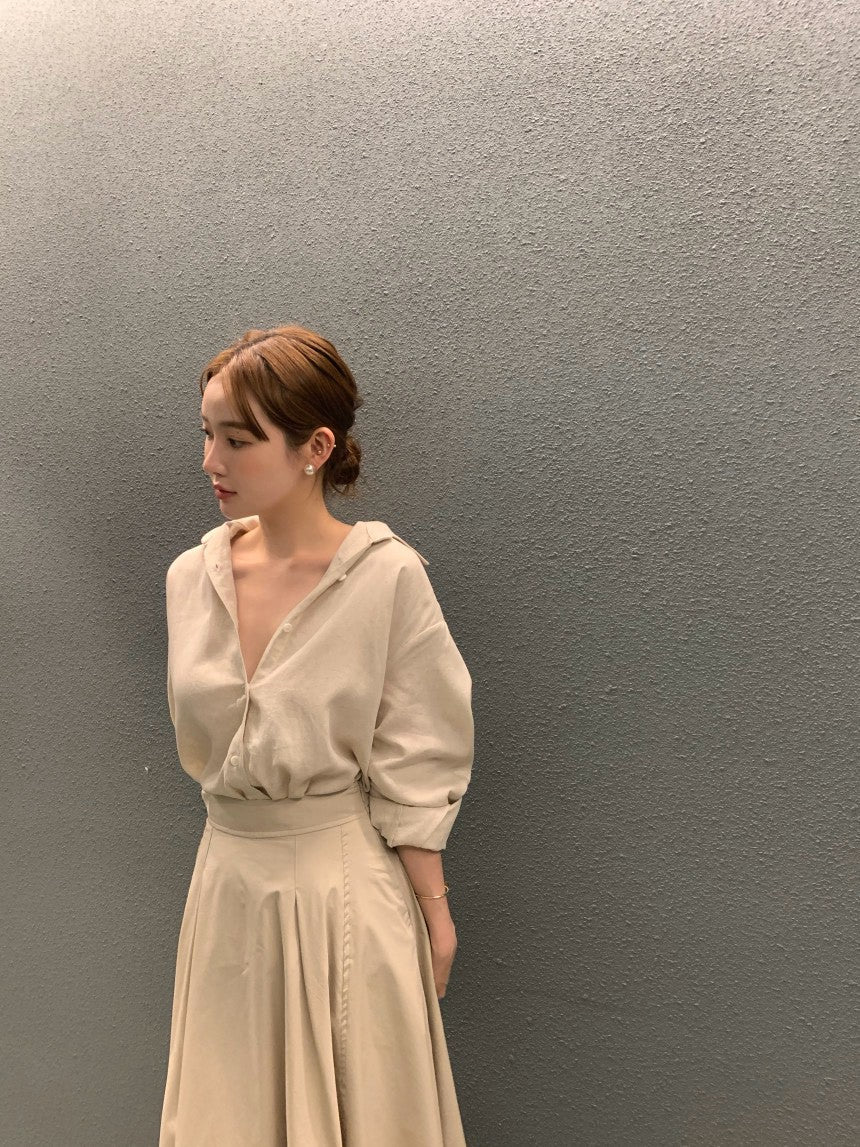 26Sep. 簡約通勤 卡其色大翻領襯衫
