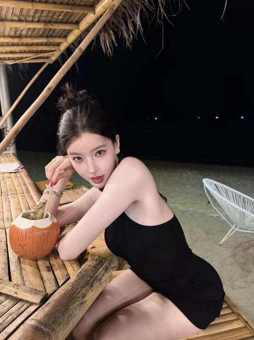 26Sep. 攻心曲線 黑色美背蕾絲修身包臀裙