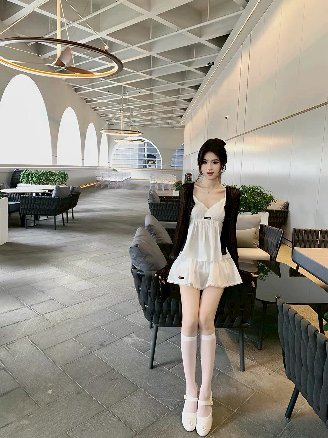 26Jul. 溫柔小白花韓女蕾絲背心半身裙 套裝