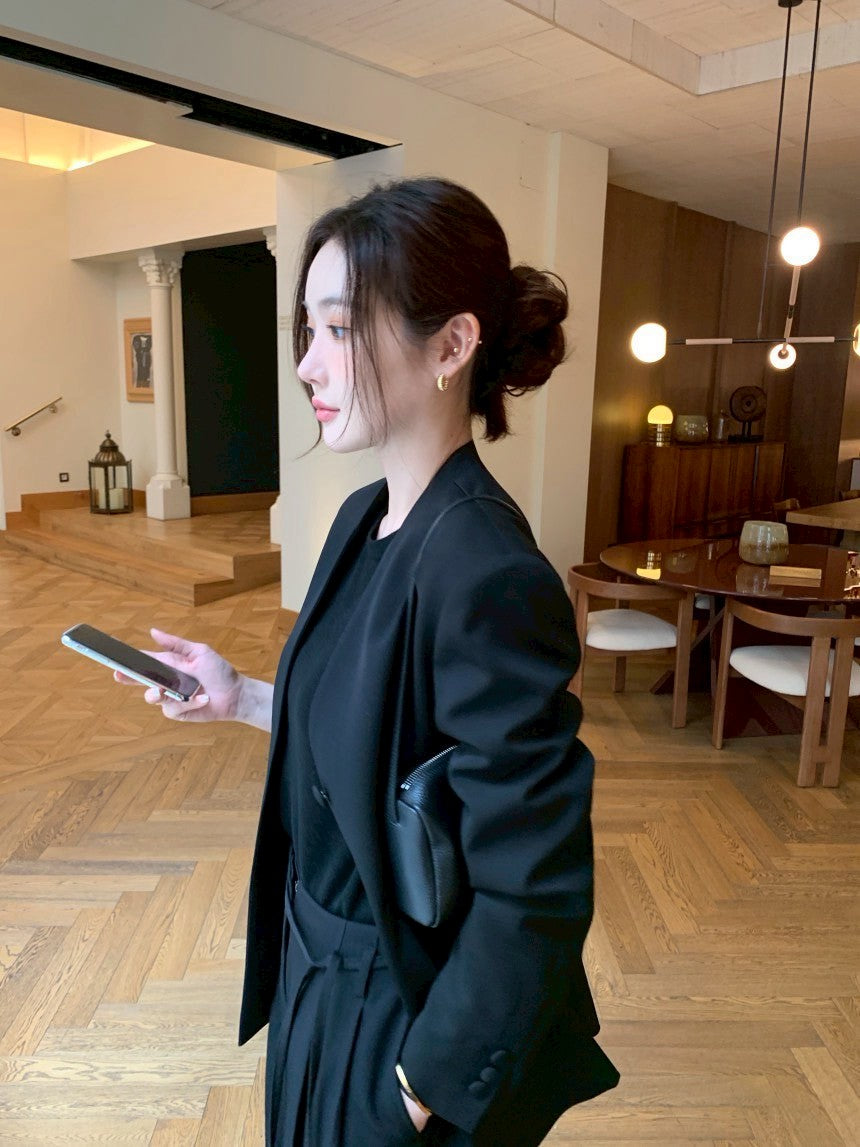 26Jun. 設計師剪裁設計復古款西外 黑