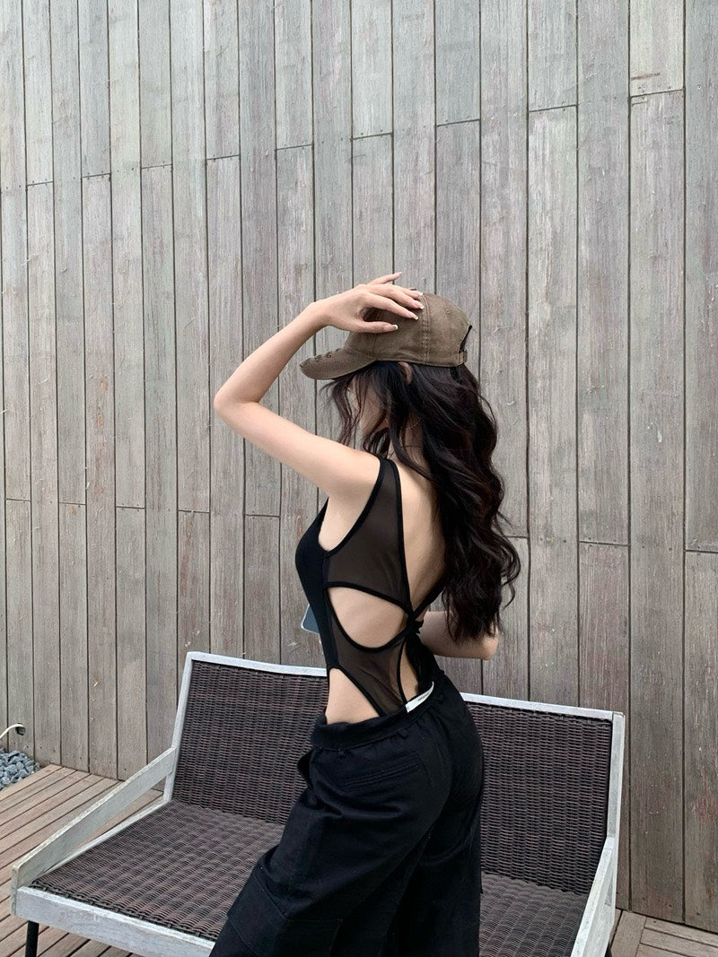 26Jun. 歐美控的愛 設計款帶胸墊U領連體衣 黑
