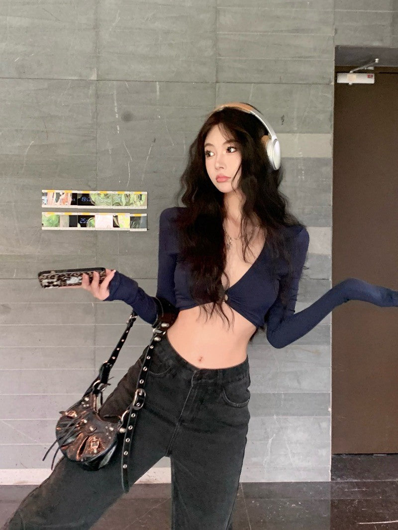 26Jun. 性感極致歐美比基尼V長袖打底 藏青