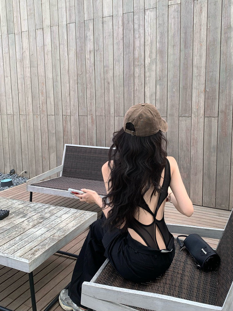 26Jun. 歐美控的愛 設計款帶胸墊U領連體衣 黑