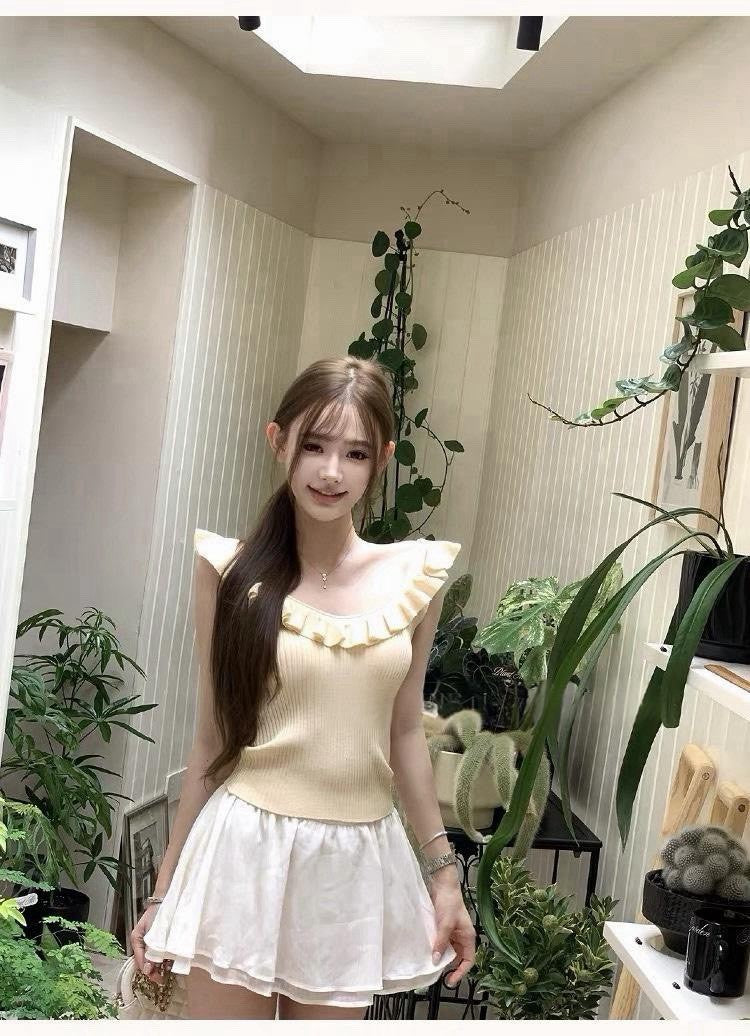 26Sep. 芭蕾zim顯白漿果系列荷葉針織上衣 紫/黃/綠