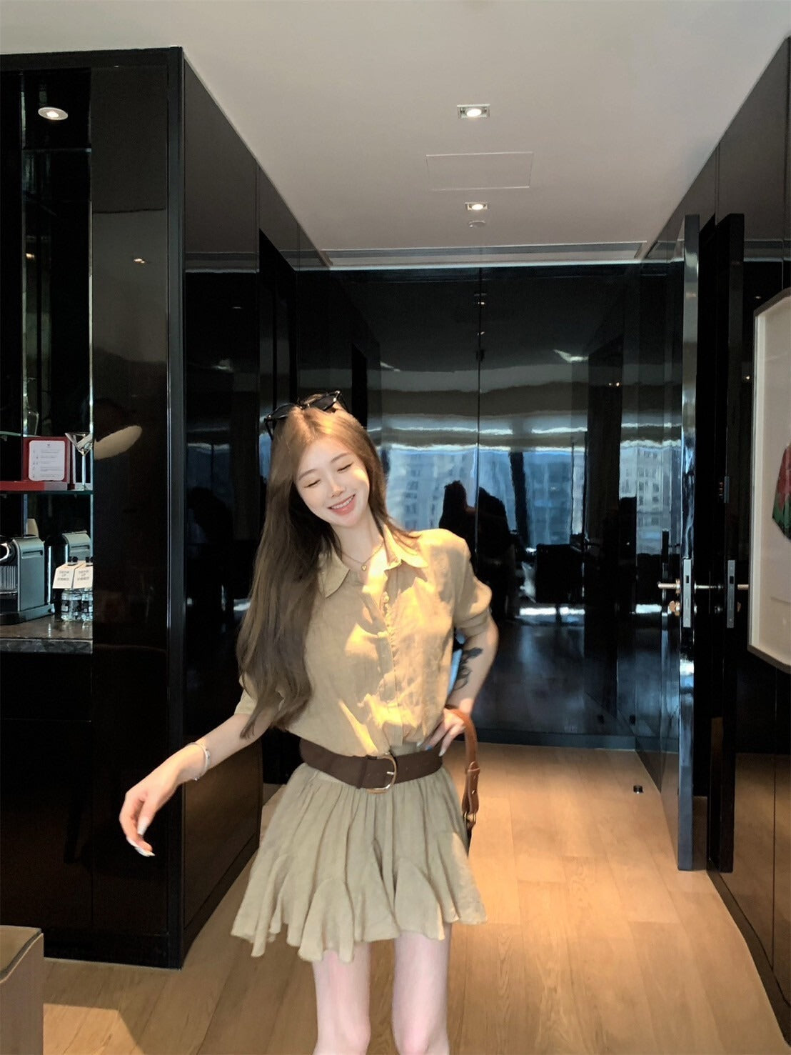 26Jun. ROW率性通勤工裝襯衫裙 卡其