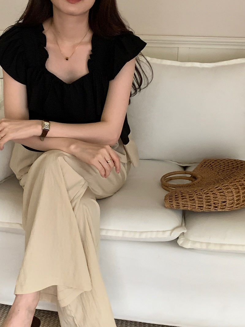 26Jun. 小飛袖拼色休閒褲套裝