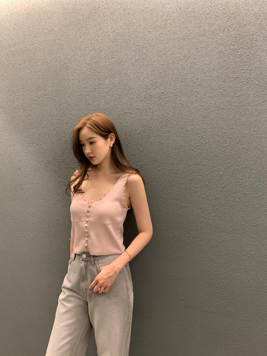26Jun. 排扣水滴邊背心 粉
