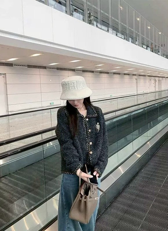 26Jun. 灰金系列低奢老錢粗編毛衣外套