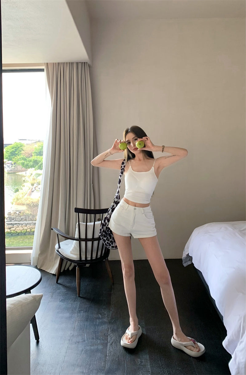 26Jun. 休閒百搭高腰修身短褲 白